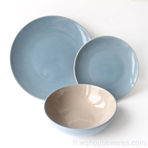 Ensembles de vaisselle en porcelaine de couleurs pour 6 personnes